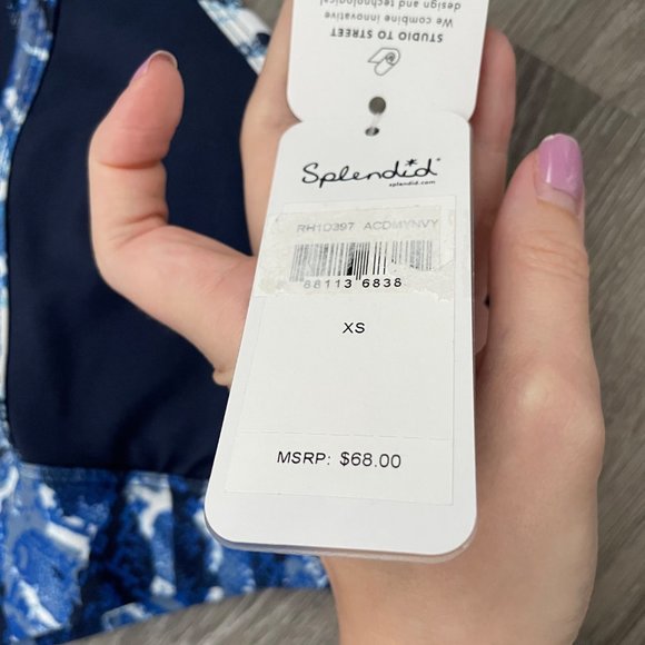 NWT Splendid Blue Snakeskin Printed Sports Bra XS Women's Strappy in Back - Picture 5 of 8